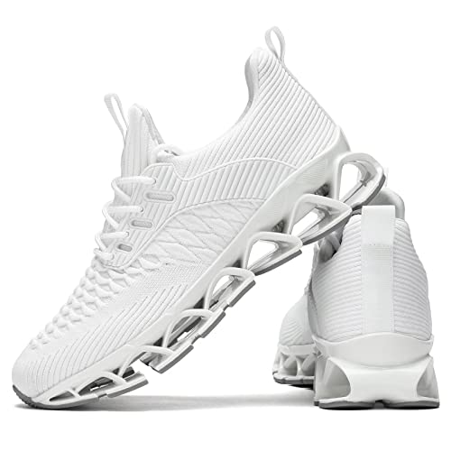 Men's Trainers Blade Running Walking Shoes Mesh Breathable Sport Fashion Sneakers Gym Tennis Casual Zapatos White