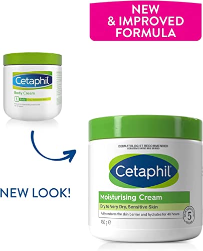 Cetaphil Body Moisturiser, 450g, Moisturising Cream For Dry to Very Dry, Sensitive Skin, With Niacinamide & Vitamin E