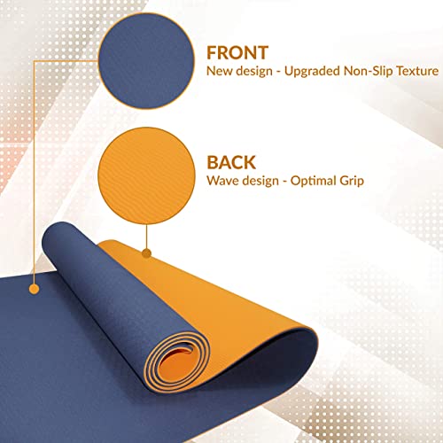 ComFyMat Yoga Mat – Non-Slip Premium TPE Yoga Mat [Bonus Waterproof Carry Bag] – Eco-Friendly Workout Mat for Pilates, Meditation, Women, Men – Fitness Exercise Mat, 183cm x 61cm x 6mm