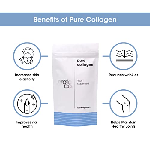 Proto-col Pure Collagen Supplement - Take as Capsules or Powder - Clinically Proven Hydrolysed Collagen, Boots Skin, Hair & Nails (2500mg) (120 Capsules)