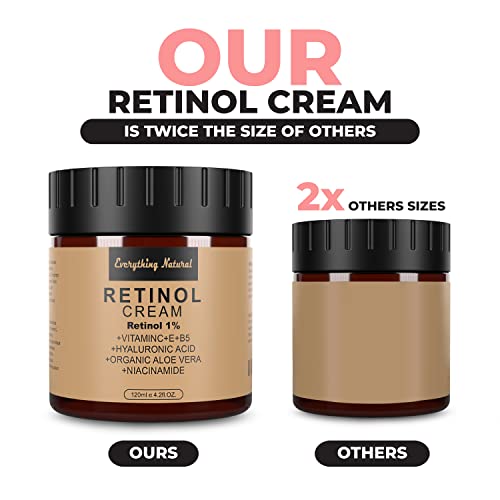 Retinol Cream - Premium Moisturizer for face - Large - 120ml/4.2fl.OZ - Infused with Hyaluronic Acid, Vitamin C Serum, Vitamin E, and Niacinamide