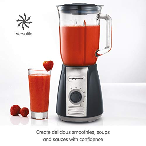 Morphy Richards 403010 Jug Blender with Ice Crusher Blades Inspire Kitchen Confidence, Glass, 600 W, 1.5 liters, Grey