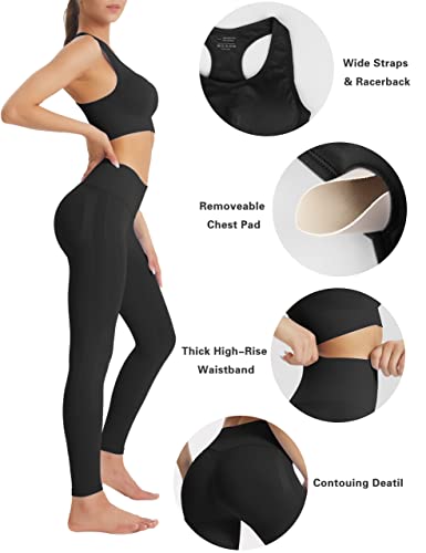 VALANDY Workout Sets for Women Activewear 2 Piece High Waist Seamless Leggings Sports Bra Sportsuit for Gym Training Jogging Outfits