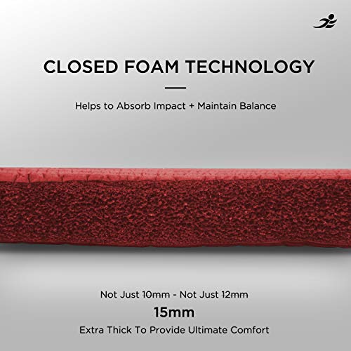 JLL Yoga Mat Extra Thick 15mm Non-Slip Pilates Workout (Red)