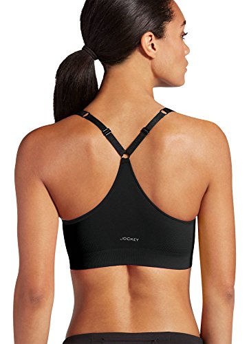 Jockey Women's Activewear Mid Impact Molded Cup Seamless Sports Bra, Black, XL