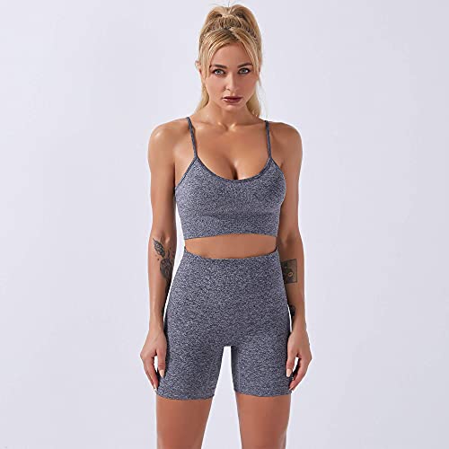 Veriliss Gym Set Women Workout Outfits 2 Pieces Sports Sets Bra Seamless Leggings Yoga Running Activewear (Grey 2, M)