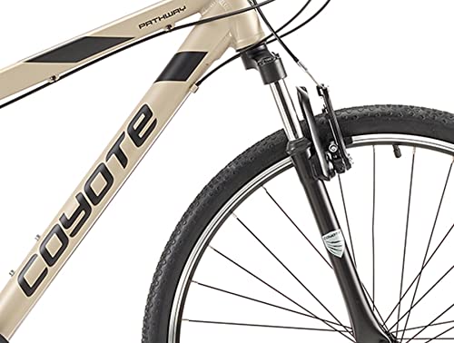 Coyote PATHWAY Gents's Front Suspension MTB Bike With 700C Wheels 20-Inch Frame, 21-Speed Shimano Gearing & Shimano EZ Fire Shifters, V-brake, Beige Cream Colour