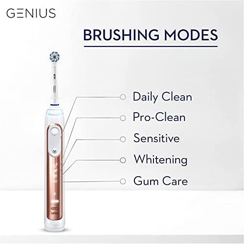 Oral-B Genius Electric Toothbrush with Artificial Intelligence, Gifts For Women / Men, App Connected Handle, 3 Toothbrush Heads & Travel Case, 5 Modes, Teeth Whitening, 2 Pin UK Plug, 8000