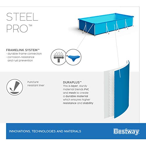 Bestway 56405 Steel Pro Family Pool - Steel Frame Swimming Pool - Blue, 400 x 211 x 81 cm