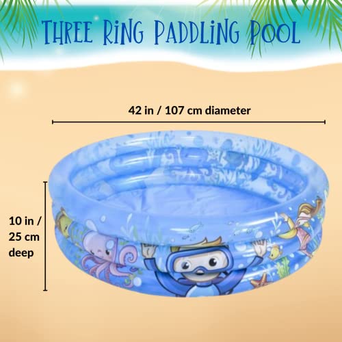 Paddling Pool for Kids - Inflatable Pool for Kids with Bath Toys - Small Paddling Pool for Toddlers, 3 Ring Baby Pool for Garden, Kids Swimming Pool, Outdoor Mini Paddling Pool, Inflatable Ball Pit