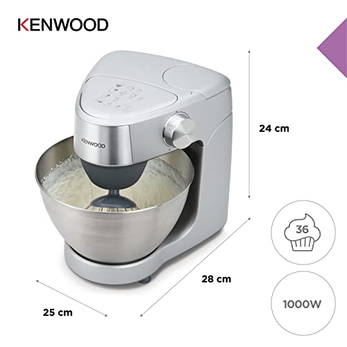 Kenwood Prospero Plus KHC29.A0SI Stand Mixer for Baking, Compact 4.3 Litre Bowl, 3 Bowl Tools, 1000 W, Silver