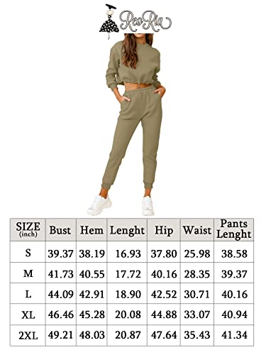 REORIA Womens Long Sleeve Tracksuits 2 Piece Outfits Set Activewear Gym Sets Loungewear with Pockets Black XL