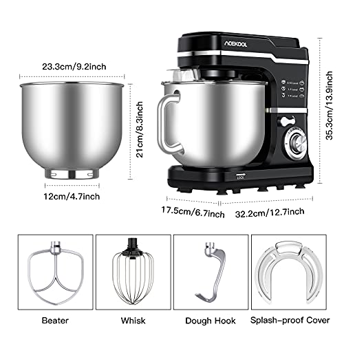 Stand Mixer Food 7L Acekool MC1 10 Speeds 1400W Tilt-Head Cake Electric Kitchen Multi-Functional with Dough Hook Mixing Whip and Beater (Black)