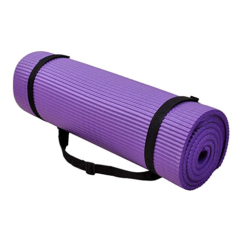 Balance From Go Yoga+ All-Purpose 1/2-Inch Extra Thick High Density Anti-Tear Exercise Yoga Mat and Knee Pad with Carrying Strap (Purple)