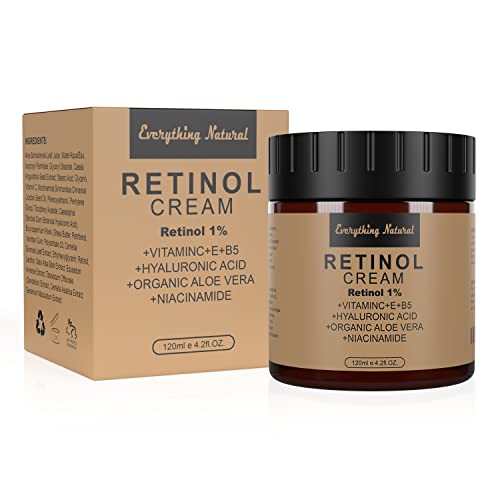 Retinol Cream - Premium Moisturizer for face - Large - 120ml/4.2fl.OZ - Infused with Hyaluronic Acid, Vitamin C Serum, Vitamin E, and Niacinamide