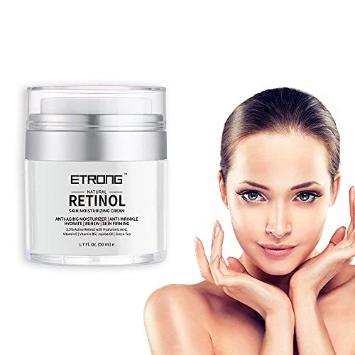 Retinol Moisturizer Cream,ETRONG Anti-aging Wrinkle Night/Day Cream for Face and Eye with 2.5% Retinol,Hyaluronic,Vitamin E and Jojoba Oil (50 ml)