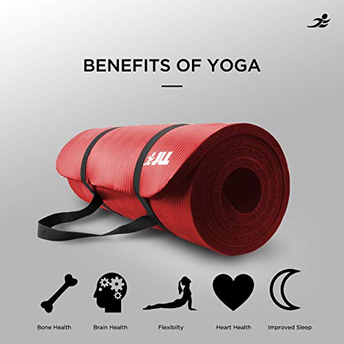 JLL Yoga Mat Extra Thick 15mm Non-Slip Pilates Workout (Red)