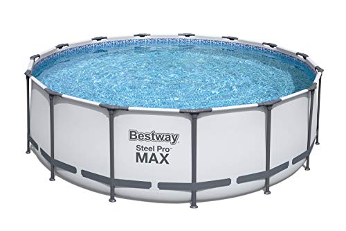 Bestway Steel Pro MAX Frame Pool Complete Set with Filter Pump Diameter 457 x 122 cm, Light Grey, Round