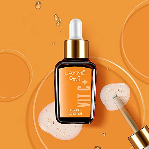 Lakme 9to5 Vitamin C+ Face Serum, For Nourished & Bright Skin with Antioxidant Rich Vitamin C & Kakadu Plum Extract, Non Greasy, 30 ml, LFWY100