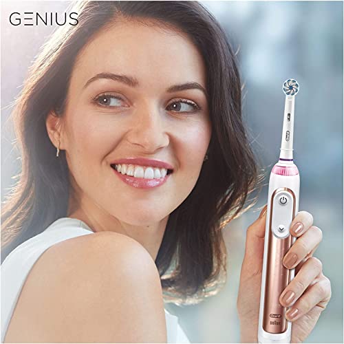 Oral-B Genius Electric Toothbrush with Artificial Intelligence, Gifts For Women / Men, App Connected Handle, 3 Toothbrush Heads & Travel Case, 5 Modes, Teeth Whitening, 2 Pin UK Plug, 8000