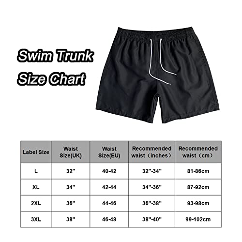 TODREMOU Swim Shorts Men, Swimming Trunks, Quick Dry, Drawstring Waist (38"-40", Black)