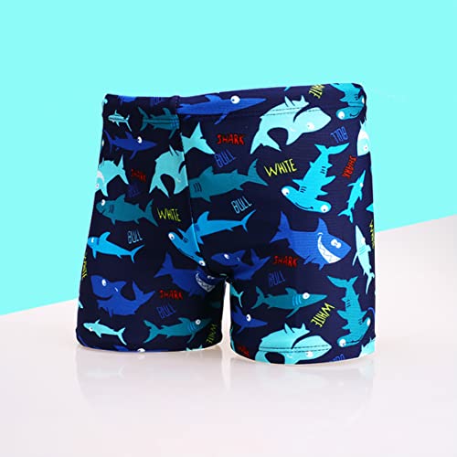 NautySaurs 2 Pack Boys Swimming Trunks 1-10 Years Kids Swimwear Dinosaur Shark Shorts (Shark-Royal Blue+Navy Blue, 8-10 Years)