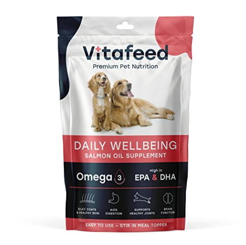 Vitafeed - Daily Wellbeing - Omega 3 Salmon Oil For Dogs Supplement. Natural Omega 3, 6 & 9 | Easy To Use | Just Stir In | No Waste