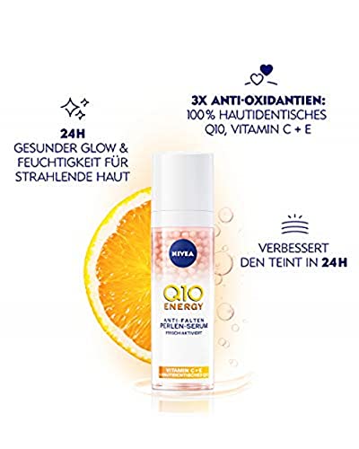 Nivea Q10 Energy Anti-Wrinkle Pearl Serum (30 ml), Face Serum with 100% Skin Identical Q10, Vitamin C and Vitamin E, Serum for Radiant and Tighter Skin