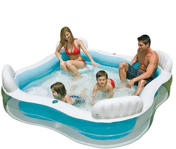 Paddling Pool for Kids - Inflatable Swimming Pool For Adults and Kids with Seats - Large Fun Lounger (229 x 229 x 66 cm)