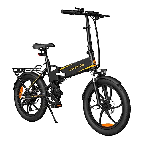 With mounted rear frame ADO A20 XE Electric bicycles 20 inch adult electric folding e bike, 250W motor/36V/10.4Ah battery/25 km/h, black