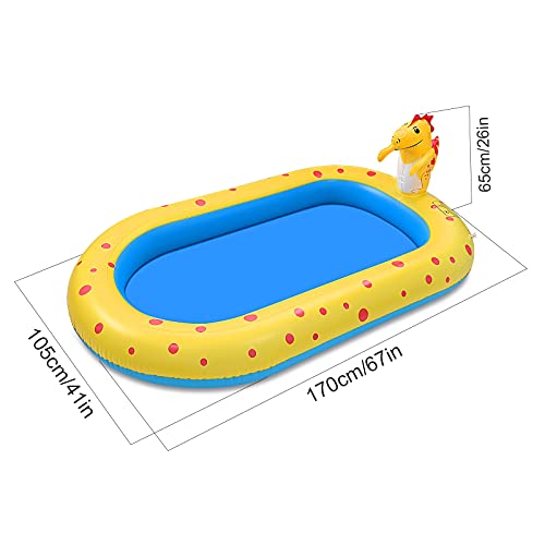 GOLDGE Water Play Mat for Kids Inflatable Pool 170 cm Water Play Mat with Swimming Pool Inflatable Resistant Summer Garden Water Spray Toys for Families Outdoor