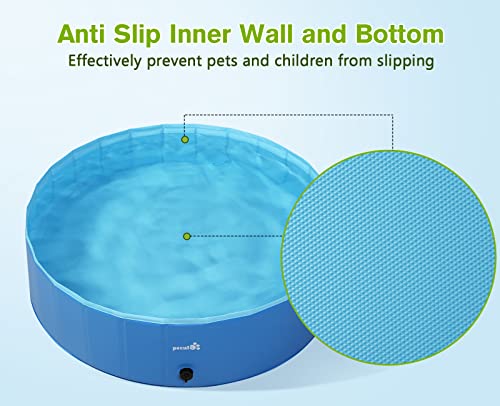 Pecute Paddling Pool for Pets& Kids, Sturdy Foldable Dog Swimming Pool Bathtub Children Ball Pits Kids Paddling Bathing Pool For Garden Patio Bathroom(XXL: 180 x 30 cm)