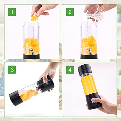 Portable Blender for Shakes and Smoothies: Personal Size Single Serve Travel Fruit Juicer Mixer Cup with Rechargeable USB Small Electric Individual Mini Blender for Juice Baby Food Gym Travel