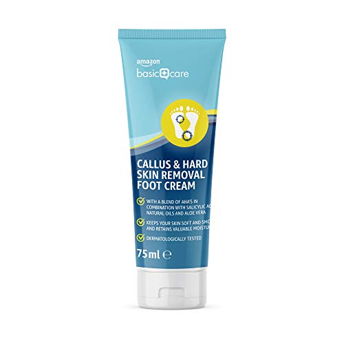 Amazon Basic Care Callus and Hard Skin Removal Foot Cream - Pack of 3 (3 tubes of 75ml)