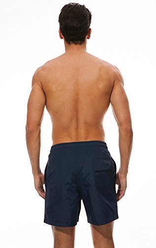 TACVASEN Mens Beach Shorts with Pockets Swim Trunks Mens Waterproof Beach Swimming Shorts Surf Bathing Suit Surfing Holiday Shorts Mesh , 38, Navy Blue