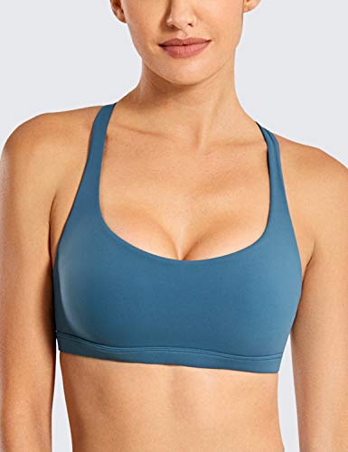 CRZ YOGA Padded Strappy Sports Bras for Women Workout Clothes Active Wear Yoga Bra Tops Petrol Blue XS