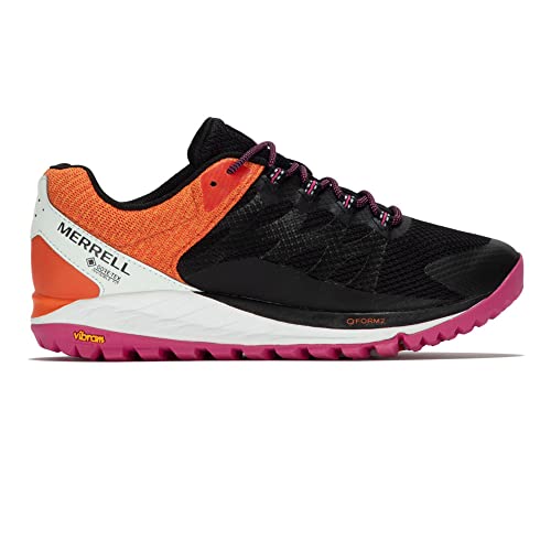 Merrell Women's Antora 2 GTX Walking Shoe, Black/Tangerine, 8