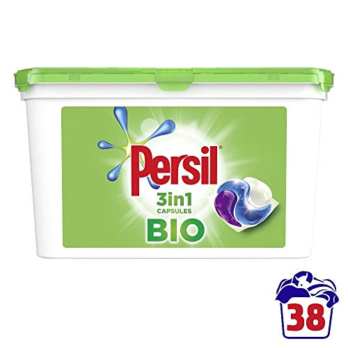 Persil Bio 3 in 1 Laundry Detergent Washing Pods Capsules Tablets Mega Refill Pack (38 Wash), Brilliant Plant-Based Stain Removal With Comfort Freshness, Biodegradable ingredients