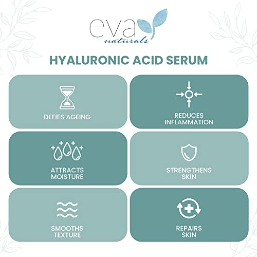 Eva Naturals Hyaluronic Acid Face Serum, Anti-Aging, Moisturizing Wrinkle Serum with Vitamin C, B (60 ml)