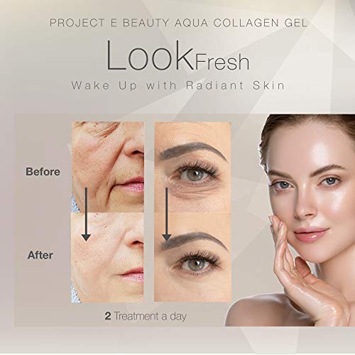 Project E Beauty Aqua Collagen Gel | Natural Organic Skin Care Vitamin C Facial Eye Anti Aging Fine Lines Wrinkles Lifting Tightening Plumping Firming Serum Lotion Ion Gel Treatment 50ml 1.7oz