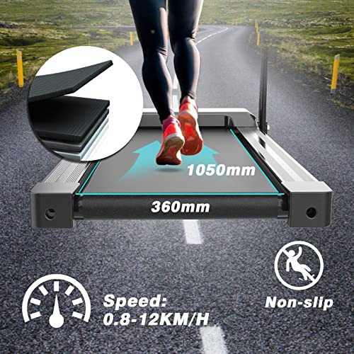 LIVSPO Folding Treadmill for Home Use 2.5HP with 3 Level Incline Foldable Electric Running Machine with Bluetooth & App Control Portable Treadmill Walking Jogging Fitness 12KM/H Speed 100KG Max Weight