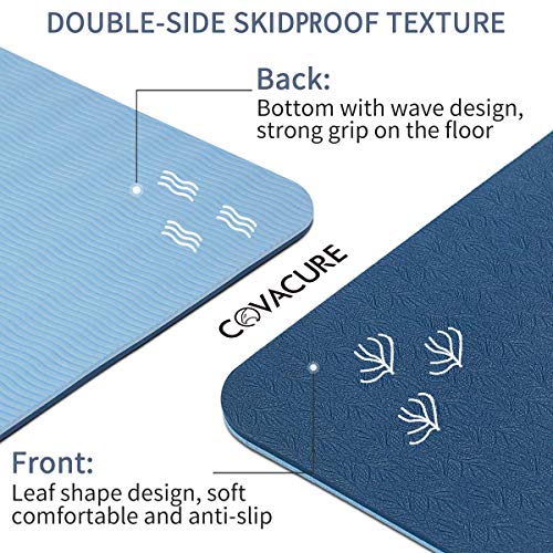 COVACURE Yoga Mat, 6mm TPE Eco-Friendly Exercise Mat Non Slip Yoga Mats for Women with Carrying Strap for Home Gym Workout, Yoga, Pilates