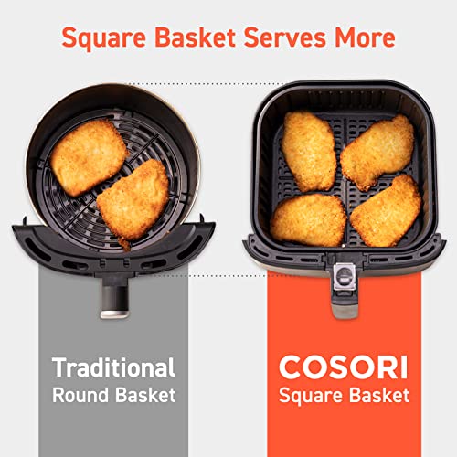 COSORI Air Fryers Oven, 5.5L XXL Oil Free Air Fryer 1500W with Rapid Air Technology for Healthy Fast Cooking & 55% Energy-Saving, 11 Presets, LED Onetouch Screen, Nonstick Basket, Dishwasher Safe