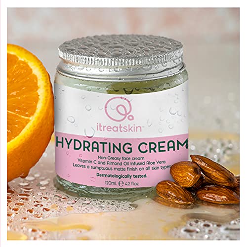 itreatskin Hydrating Cream - Daily Face Care and Natural Moisturizer for Dry Skin, Face Cream for Women and Men with Aloe Vera and Vitamin C -120 mL