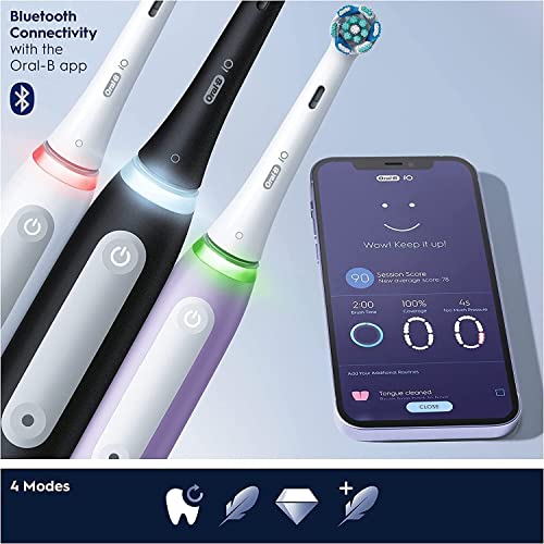 Oral-B iO4 Electric Toothbrush With Revolutionary iO Technology, Gifts For Women / Men, 1 Toothbrush Head & Travel Case, 4 Modes With Teeth Whitening, UK 2 Pin Plug, Black