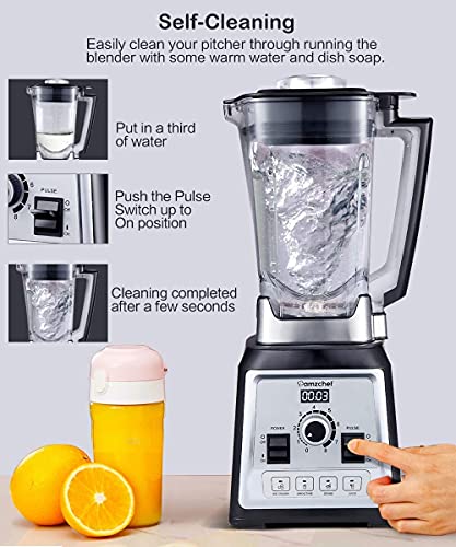 AMZCHEF Blender Smoothie Maker - 2000W Commercial Blender with 2L BPA Free Container - 25000RPM High Speed Blender with 8 Speeds Control for Kitchen - 4 Presets for Ice/Juice/Smoothie/Nuts