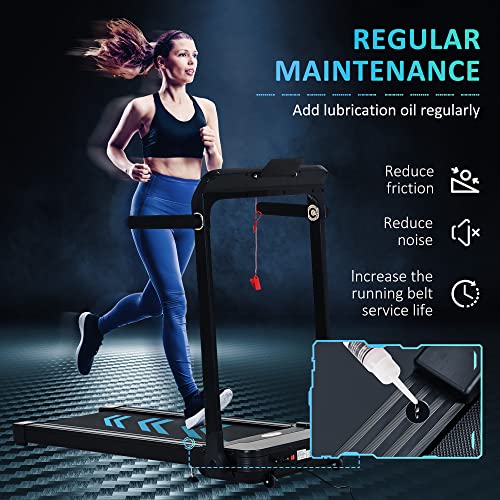 HOMCOM 1.85HP Electric Motorised Folding Treadmill Running Machine Speed Up To 12km/h with 12 Pre-set Programs Wide Running Belt Safety Button LED Monitor Home Office Jogging Fitness Workout Black