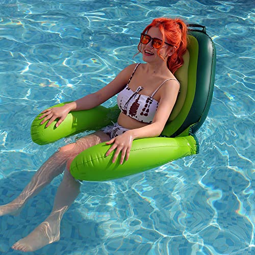 New Pool Lounge Chair, Inflatable Floating Hammock Chairs, Swimming Pool Water Floating Chair, Inflatable Avocado Float for Outdoor, Beach, Pool, Lake