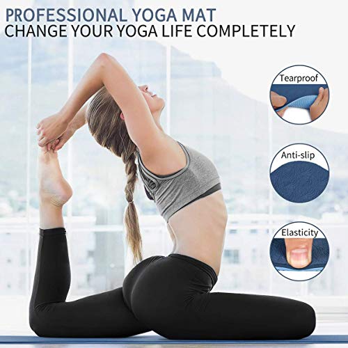 COVACURE Yoga Mat, 6mm TPE Eco-Friendly Exercise Mat Non Slip Yoga Mats for Women with Carrying Strap for Home Gym Workout, Yoga, Pilates