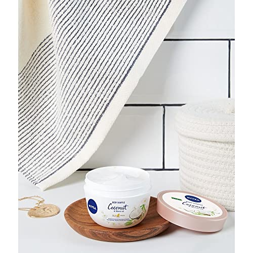 NIVEA Body Cream Souffle Cherry Blossom & Jojoba Oil Moisturiser (200ml), Moisturing Body Cream for Very Dry Skin, Leaves Skin Feeling Velvety Smooth